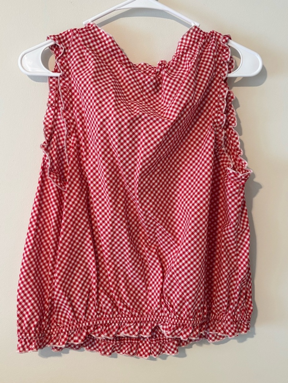 Parke x Target Womens Shell Tank Top Red Gingham Ruffle Button-Front Size Med - Picture 4 of 5